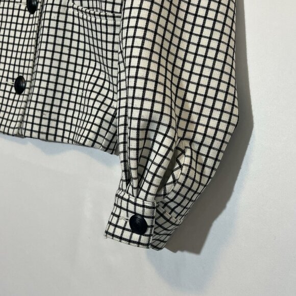 CABI Windowpane Plaid Jacket Blazer Women’s Medium Size Cropped Black White - Picture 12 of 16